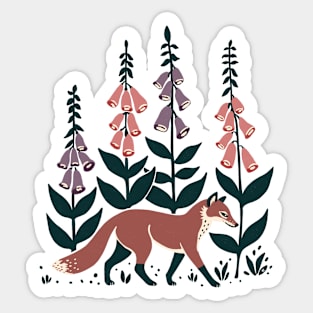 Fox in a foxgloves forest Sticker